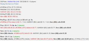PokerStrategy Handanalyse mit Top Pair und Flush Draw