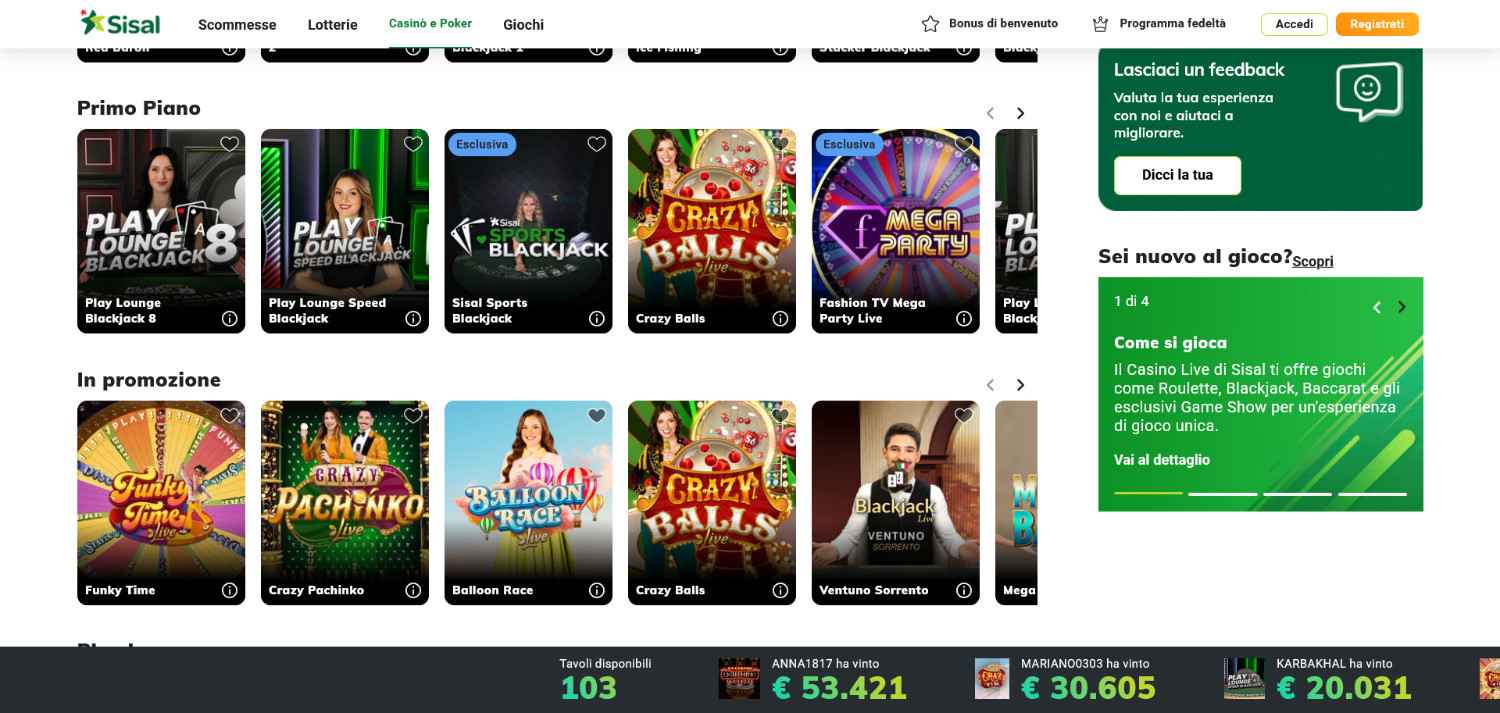 Top casino non AAMS alternative: Sisal
