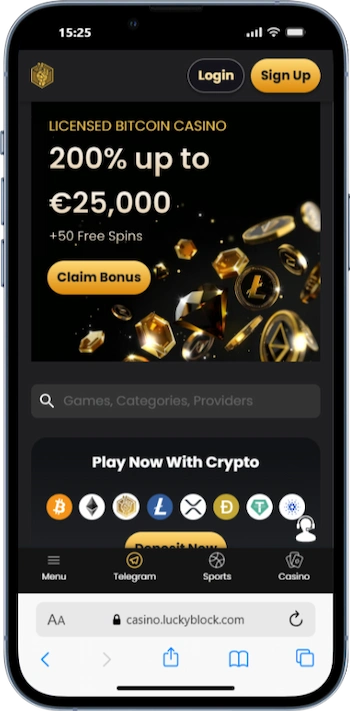 Skärmbild av Lucky Block på mobiltelefon