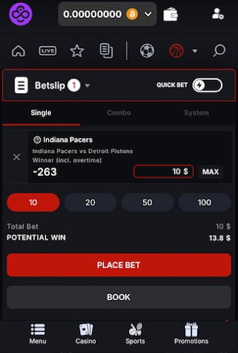 Moneylines screenshot CoinCasino