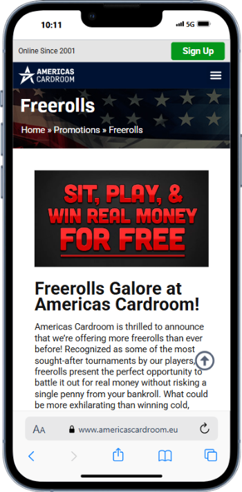 ACR poker freerolls page