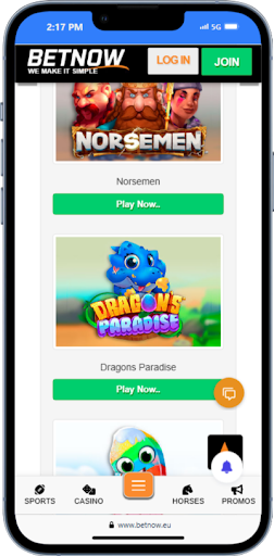 BetNow casino mobile screenshot