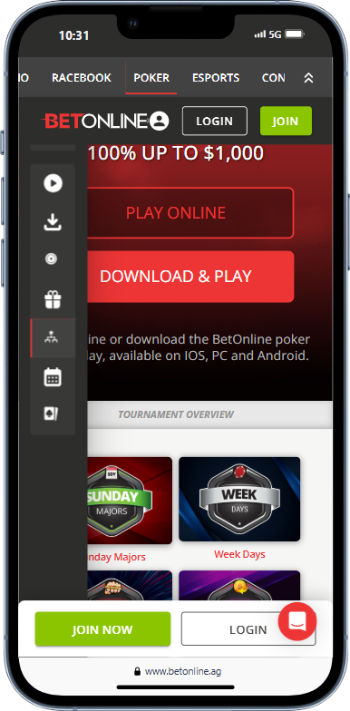 BetOnline Mobile Homepage