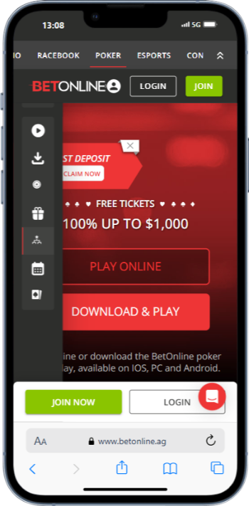 BetOnline bonus page
