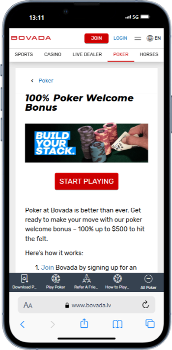 Bovada Poker bonus page