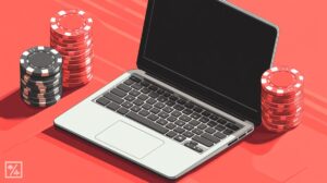 poker chips and laptop for online poker