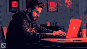 Man playing online poker