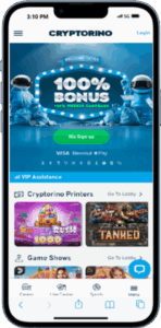 Cryptorino homepage for Tether Casinos