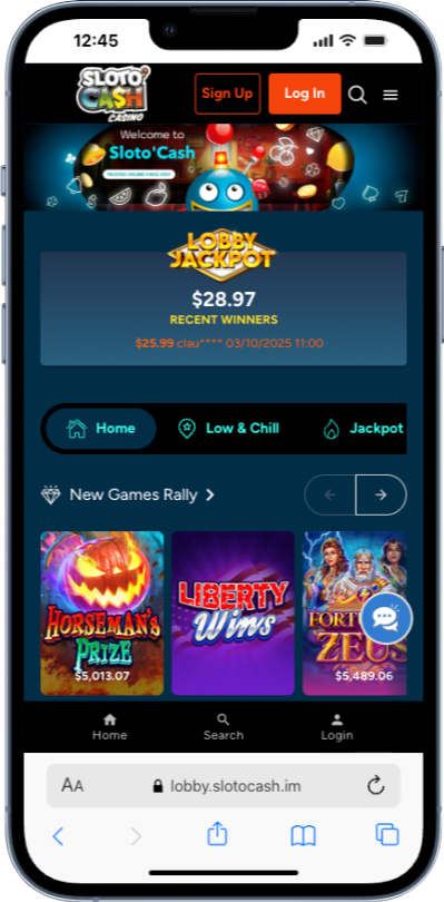 Sloto Cash casino screenshot on mobile