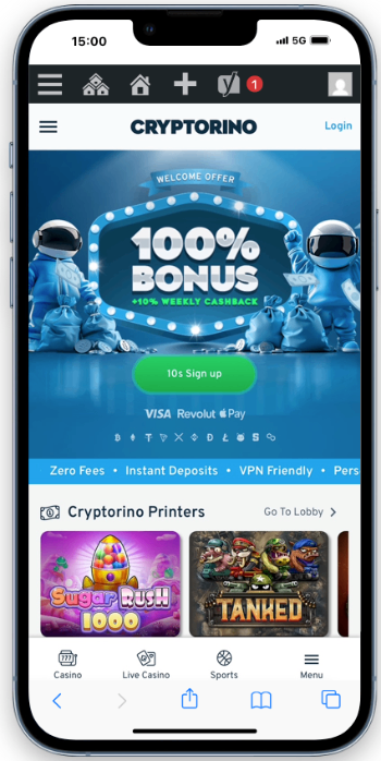 Cryptorino Homepage for Ethereum Casinos