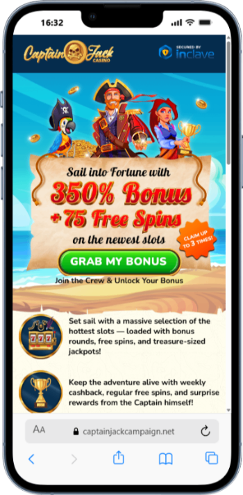 No Limit Casinos - Captain Jack Homepage