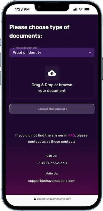 shazam casino verification