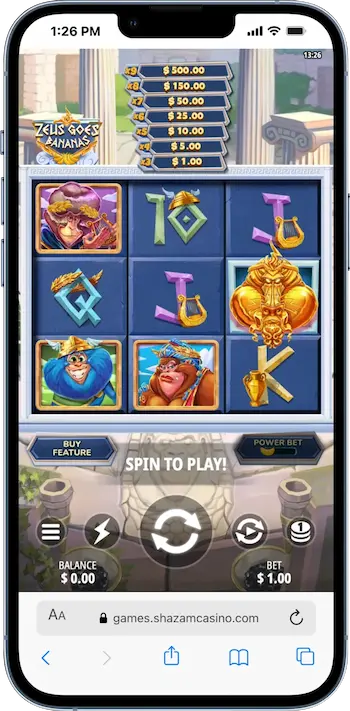 shazam casino zeus goes bananas slot