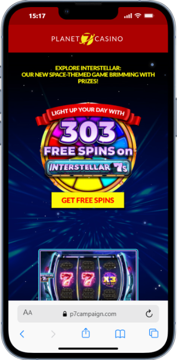 Planet 7 Casino Homepage