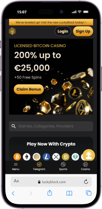 Lucky Block casino homepage
