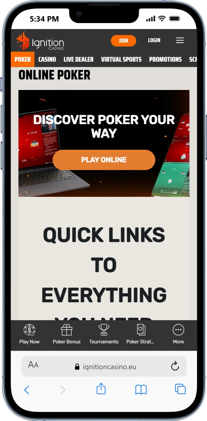 Ignition Casino - top site for crypto bonuses