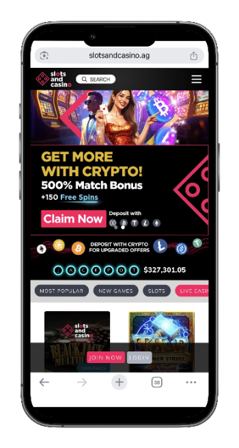 Slots and Casino crypto match bonus
