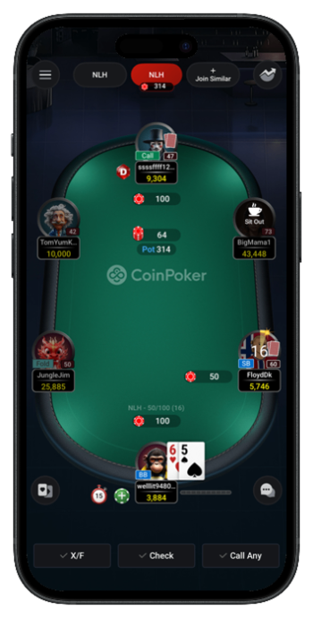 screenshot of a free poker game