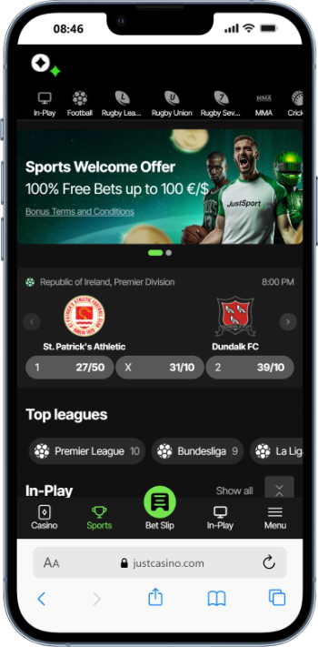 justcasino homescreen ireland betting sites