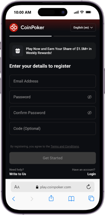 CoinPoker Registration