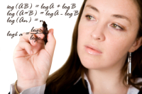 lady writing equation