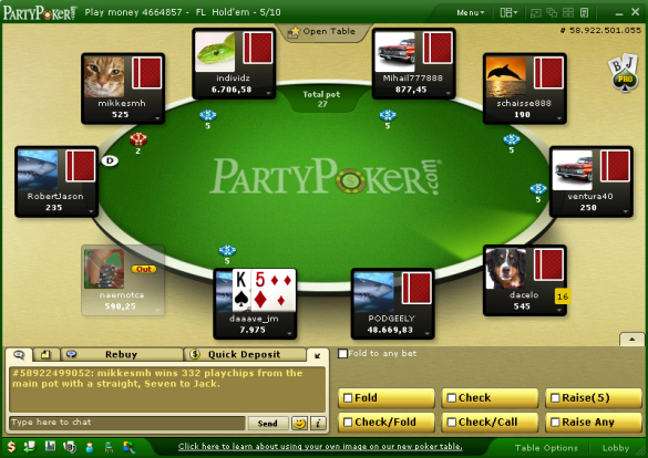 PartyPoker table