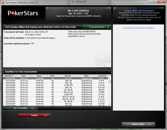 PokerStars 6th Anniversary Sunday Million