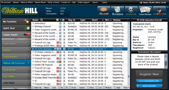William Hill Freeroll