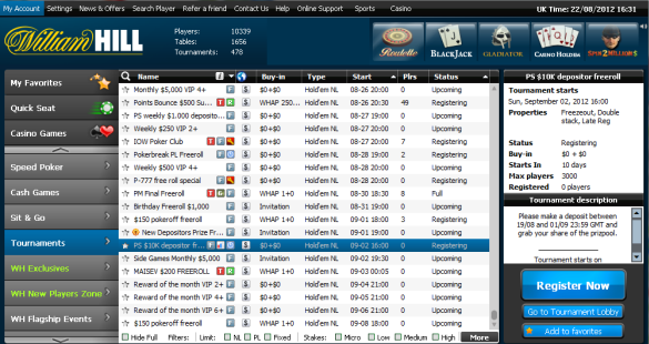 Freeroll na William Hill