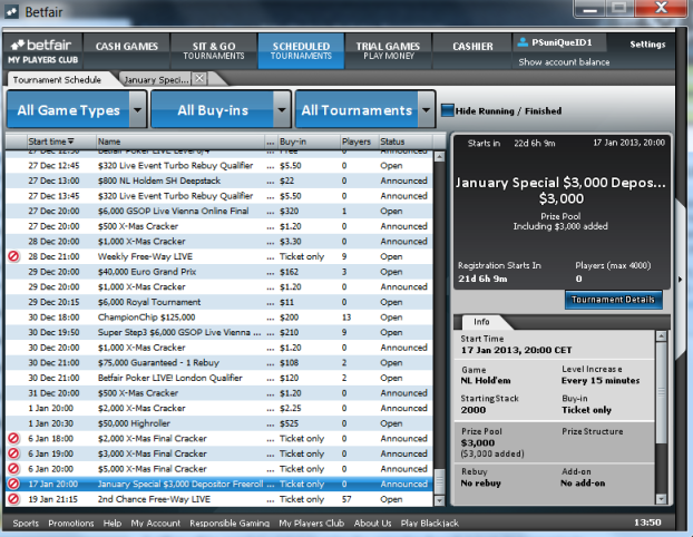 Betfair $3k