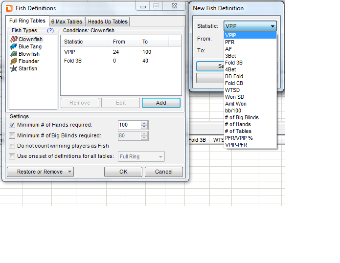 Definicje fishy w TableScan Turbo