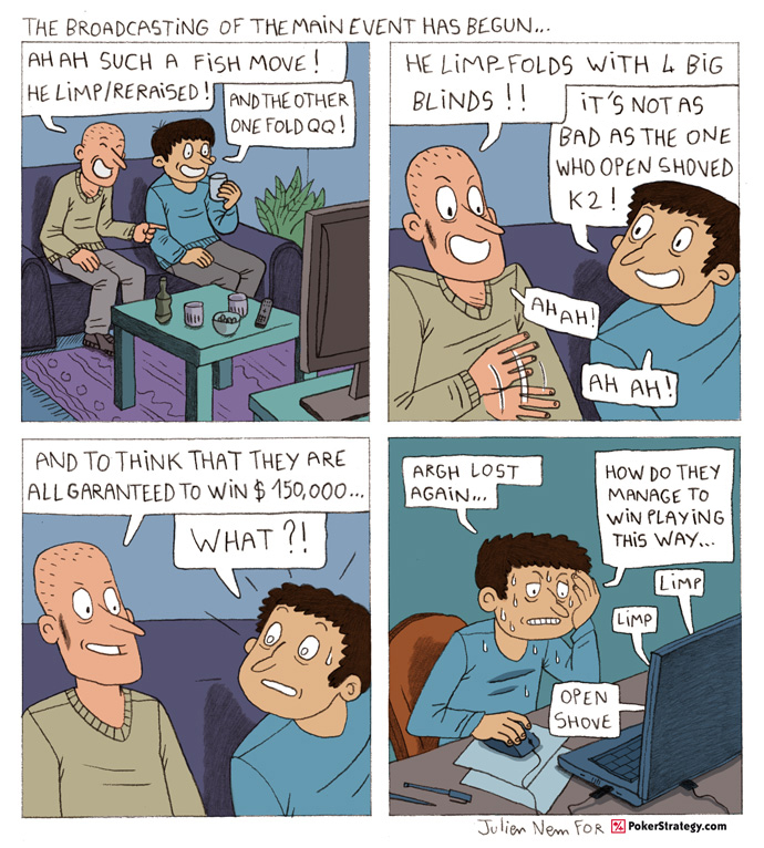 Grappige pokercartoon Final Table