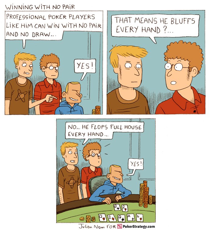 Grappige pokercartoon Bluff