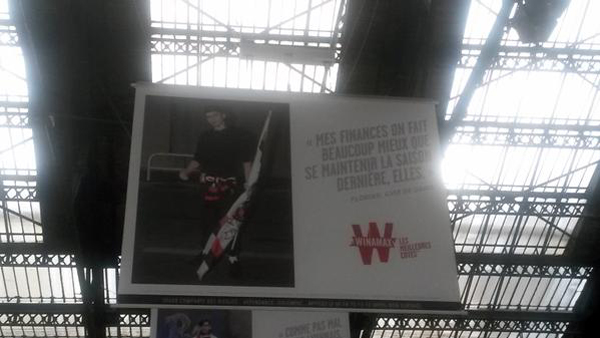 L'affiche publicitaire de Winamax, située Gare de Lyon, à Paris, où la faute apparaît L'affiche publicitaire de Winamax, située Gare de Lyon, à Paris, où la faute apparaît