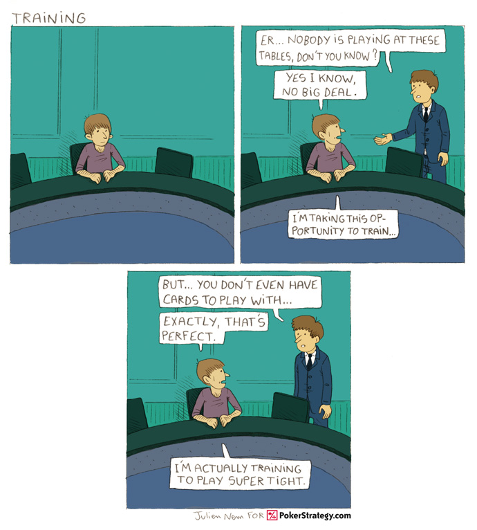 Grappige pokercartoon Training