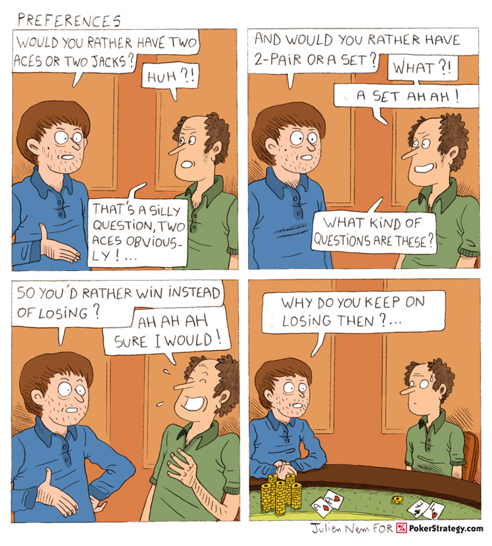 Grappige pokercartoon Win