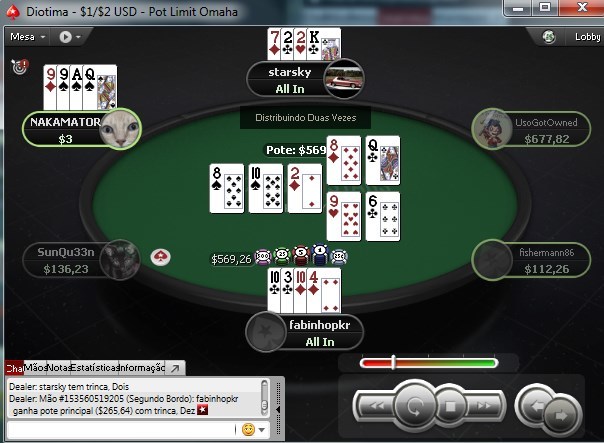mão de poker pot limit omaha