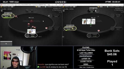 Streaming unsen1 Twitch y PokerStrategy