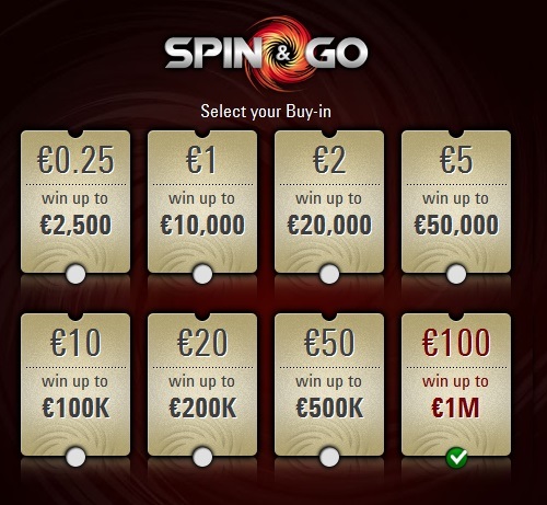El nuevo buy-in de 100€ Spin & Go 100 euros €