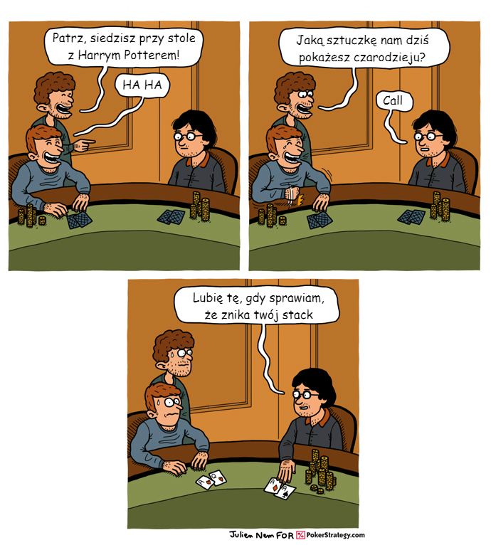 Śmieszny Pokerowy Komiks Sztuczka magiczna