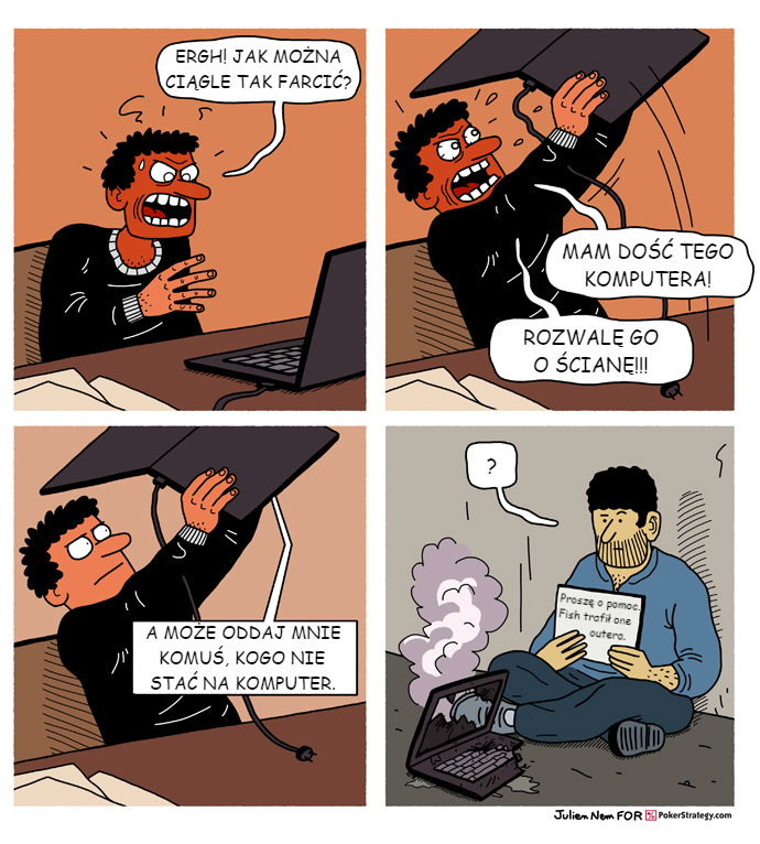 Śmieszny Pokerowy Komiks Laptop do pokera