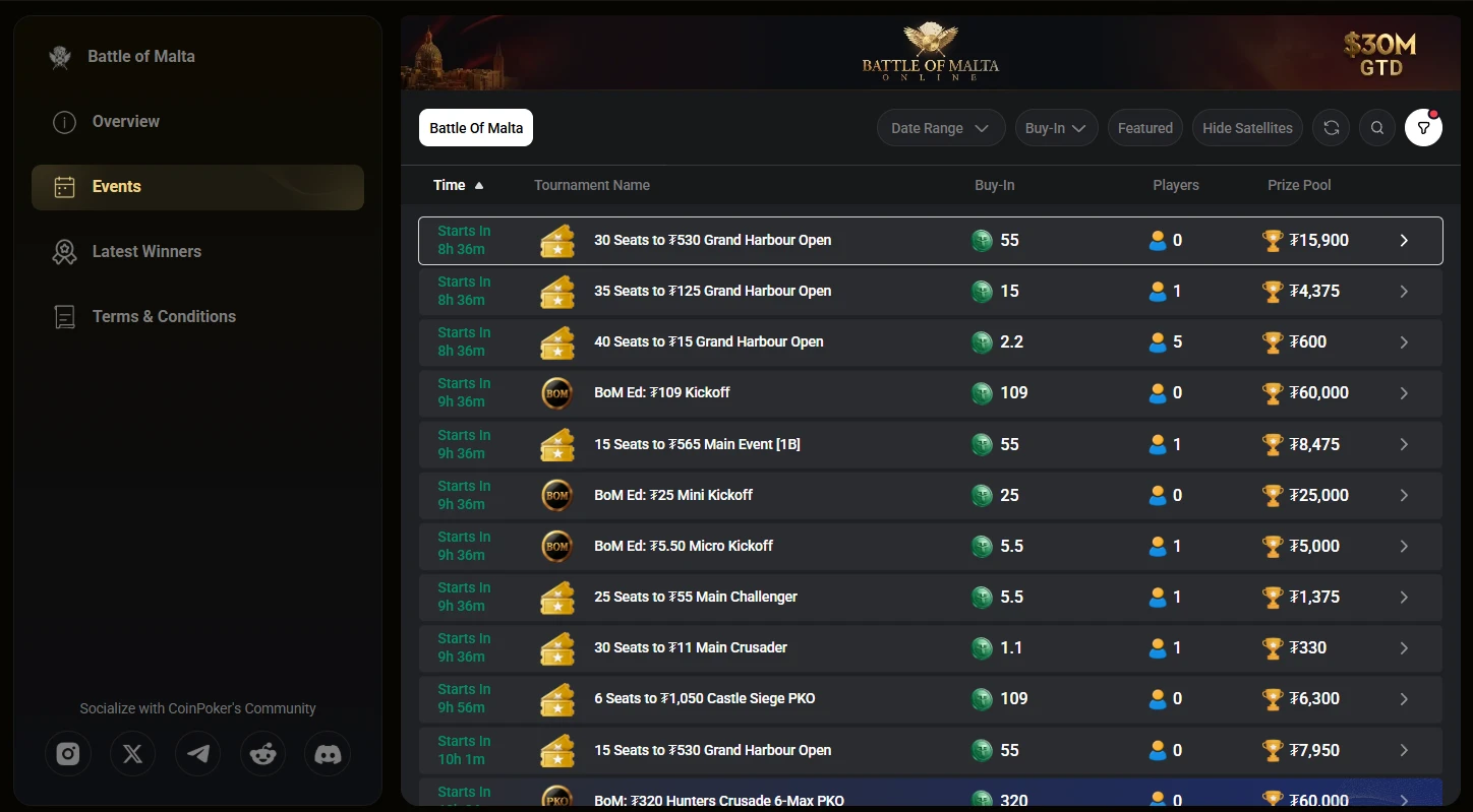 CoinPoker Battle of Malta Online Series