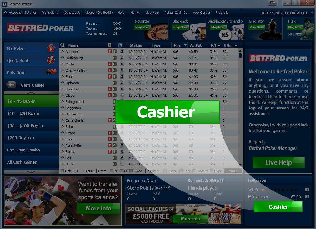 Betfred Poker Lobby